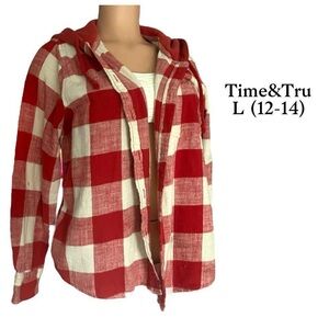 Time and Tru Red Plaid Hoodie